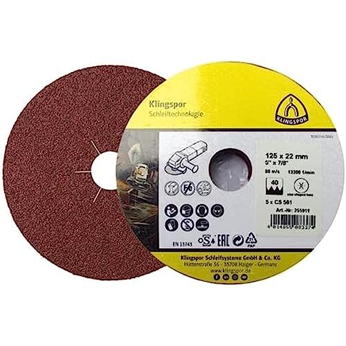 Klingspor 255912 - Fiberscheibe für Stahl, NE -Metalle, Kunststoff - FI|CS561|60|S|30|125X22|5SRT - Inhalt: 5 Stück Klingspor 255912 - Fiberscheibe für Stahl, NE -Metalle, Kunststoff - FI|CS561|60|S|30|125X22|5SRT - Inhalt: 5 Stück von KLINGSPOR