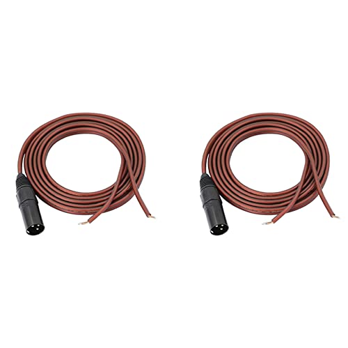 KLKNE 2 x XLR-Lautsprecherkabel, 2 m lang, XLR-Stecker, 3-polig, plattiert oder Ersatz-Audiokabel, offenes Ende von KLKNE