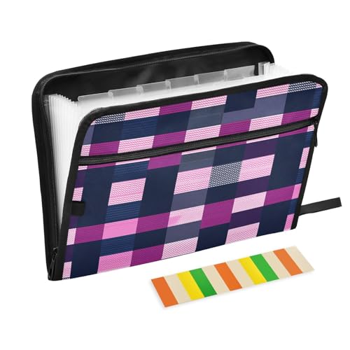KLL Akkordeon-Aktenordner, Fächermappe, erweiterbarer Aktenordner, erweiterbar mit Reißverschluss für taktische, Fischgrätenmuster, Hahnentrittmuster, kariert, Hot Pink, Marineblau KLL Akkordeon-Aktenordner, Fächermappe, erweiterbarer Aktenordner, erweiterbar mit Reißverschluss für taktische, Fischgrätenmuster, Hahnentrittmuster, kariert, Hot Pink, Marineblau von KLL