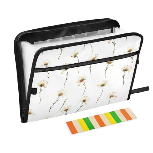 KLL Akkordeon-Aktenordner mit Taschen, Organizer mit Etikett, legale Größe, Datei mit Taschen für medizinische Referenzen, Natur, Gänseblümchen, Weiß KLL Akkordeon-Aktenordner mit Taschen, Organizer mit Etikett, legale Größe, Datei mit Taschen für medizinische Referenzen, Natur, Gänseblümchen, Weiß von KLL