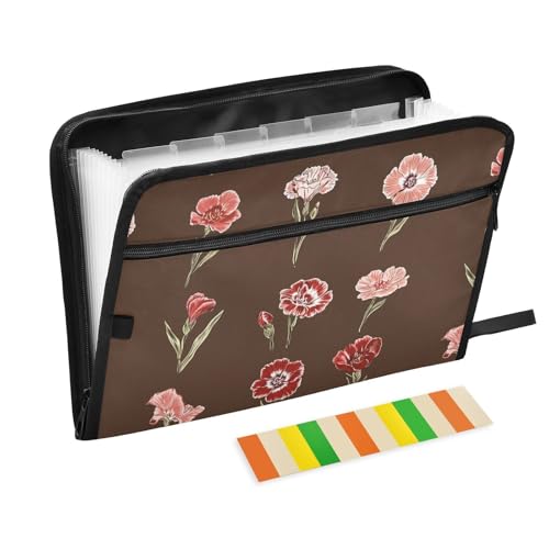 KLL Aktenordner, Organizer, Fächermappe, Papier, Fächermappe mit Taschen für die Schule, niedliches Dianthus, Braun KLL Aktenordner, Organizer, Fächermappe, Papier, Fächermappe mit Taschen für die Schule, niedliches Dianthus, Braun von KLL