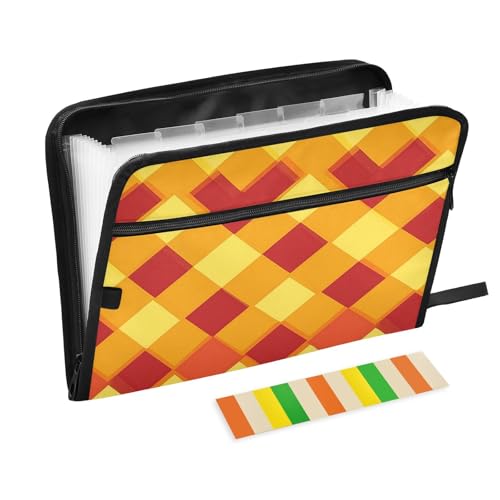 KLL Aktenordner, Organizer, Fächermappe aus Kunststoff, Akkordeon-Ordner mit Taschen für Büro-Klemmbrett, gelb-roter Pilz KLL Aktenordner, Organizer, Fächermappe aus Kunststoff, Akkordeon-Ordner mit Taschen für Büro-Klemmbrett, gelb-roter Pilz von KLL