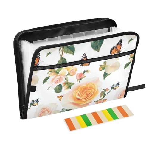 KLL Erweiterbare Aktenordner, Fächer, Poly-Erweiterungsmappe, legale Größe, Datei mit Taschen für Auto, einzigartig, Rosengelb, Weiß KLL Erweiterbare Aktenordner, Fächer, Poly-Erweiterungsmappe, legale Größe, Datei mit Taschen für Auto, einzigartig, Rosengelb, Weiß von KLL