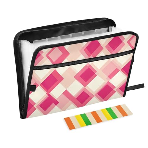 KLL Erweiterbare Aktenordner, Papier-Organizer, Ordner, Kunststoff, legale Größe, Datei mit Reißverschluss für taktische Zwecke, Retro-Rhomboid, neutral, Hot Pink KLL Erweiterbare Aktenordner, Papier-Organizer, Ordner, Kunststoff, legale Größe, Datei mit Reißverschluss für taktische Zwecke, Retro-Rhomboid, neutral, Hot Pink von KLL