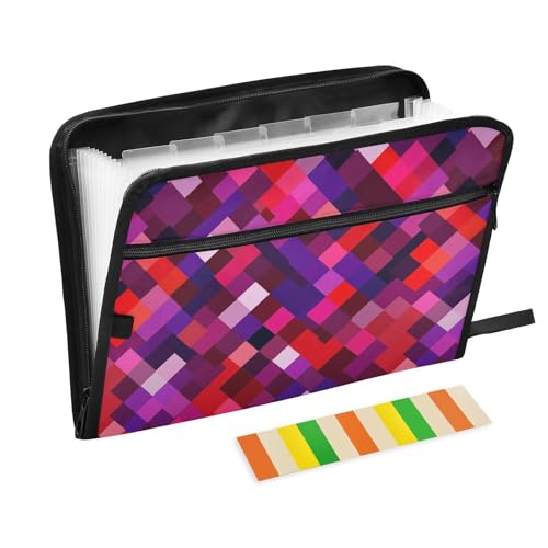KLL Erweiterbare Aktenordner, Taschen-Ordner, Organizer, Akkordean-Organizer, Dokumentenmappe mit Taschen für Zahnärzte, schickes Rautenmuster, Violett / Rot KLL Erweiterbare Aktenordner, Taschen-Ordner, Organizer, Akkordean-Organizer, Dokumentenmappe mit Taschen für Zahnärzte, schickes Rautenmuster, Violett / Rot von KLL