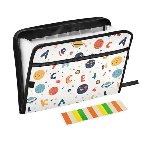 KLL Erweiterbare Dokumentenmappe, erweiterbarer Aktenordner mit Etikett, mehrere Taschen, Ordner mit Taschen für Krankenpflege, Cartoon-Außenplaneten, Alphabet KLL Erweiterbare Dokumentenmappe, erweiterbarer Aktenordner mit Etikett, mehrere Taschen, Ordner mit Taschen für Krankenpflege, Cartoon-Außenplaneten, Alphabet von KLL