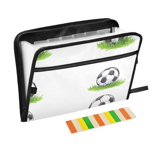 KLL Erweiterbarer Aktenordner, Papier-Organizer, Ordner, monatliche Ordner, legale Größe, Datei mit Reißverschluss für Büro, Cartoon-Fußballgras, Weiß KLL Erweiterbarer Aktenordner, Papier-Organizer, Ordner, monatliche Ordner, legale Größe, Datei mit Reißverschluss für Büro, Cartoon-Fußballgras, Weiß von KLL