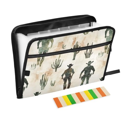 KLL Erweiterbarer Aktenordner mit Taschen für medizinische Referenzen, Western-Cowboy-Spuren, Kaktus, West Ranch KLL Erweiterbarer Aktenordner mit Taschen für medizinische Referenzen, Western-Cowboy-Spuren, Kaktus, West Ranch von KLL