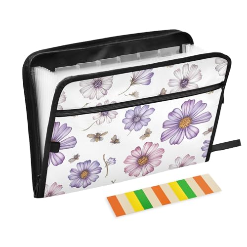 KLL Fächermappe, Papierordner, Brief-Ordner, mehrere Taschen, Ordner mit Reißverschluss für Krankenpflege, Vintage, Osteospermum, Weiß KLL Fächermappe, Papierordner, Brief-Ordner, mehrere Taschen, Ordner mit Reißverschluss für Krankenpflege, Vintage, Osteospermum, Weiß von KLL