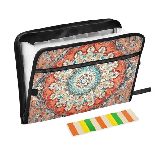 KLL Fächermappe zum Aufhängen, erweiterbare Akkordeon-Datei, mehrere Taschen, Ordner mit Taschen für Klassenzimmer, Boho-Muster, Boho von KLL