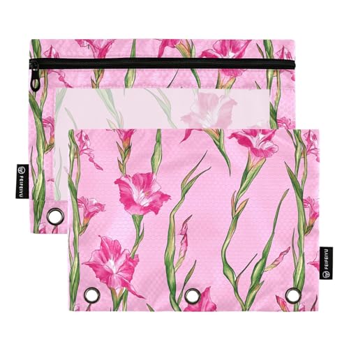 Nature Gladiolus Ringbuchtasche, 3-fach gelocht, für Ringbuch, Aufbewahrung mit 3 Ringen, für Bürobedarf, Hot Pink Nature Gladiolus Ringbuchtasche, 3-fach gelocht, für Ringbuch, Aufbewahrung mit 3 Ringen, für Bürobedarf, Hot Pink von KLL
