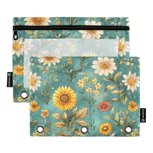 Ordnertaschen aus Kunststoff mit Herbstblumen, Sonnenblumen, Lilien, Rosmarin, Blaugrün, für 3 Ringe, Ordner mit Ordnerlöchern, für Kinder, Büro, Dokumenten-Organizer Ordnertaschen aus Kunststoff mit Herbstblumen, Sonnenblumen, Lilien, Rosmarin, Blaugrün, für 3 Ringe, Ordner mit Ordnerlöchern, für Kinder, Büro, Dokumenten-Organizer von KLL