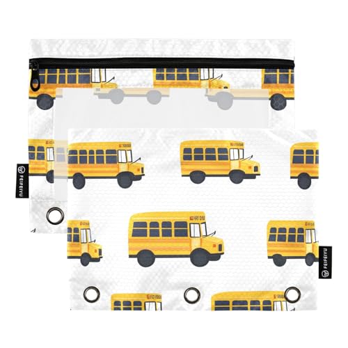 Schulbus weiß Binder Taschen 3-fach gelocht für 3 Loch Binder Beutel mit 3 Ringen für Kinder Aufbewahrungsbehälter Schulbus weiß Binder Taschen 3-fach gelocht für 3 Loch Binder Beutel mit 3 Ringen für Kinder Aufbewahrungsbehälter von KLL