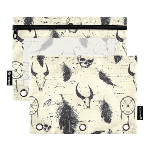 Western Traumfänger Federn Totenköpfe Ringe Binder Taschen 3 Ringe Tasche für drei Ringe Binder Taschen mit 3 Löchern für Kinder Schreibwaren Western Traumfänger Federn Totenköpfe Ringe Binder Taschen 3 Ringe Tasche für drei Ringe Binder Taschen mit 3 Löchern für Kinder Schreibwaren von KLL
