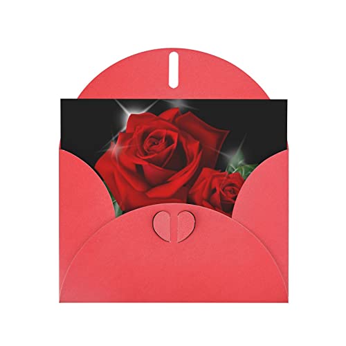 Weihnachtskarten mit roten Rosen und passenden Umschlägen, Perlpapier-Urlaubskarten, geeignet für Hochzeiten, Festivals, Business, Geschenkkarten, Abschlussfeiern usw. von KLMELLMDE