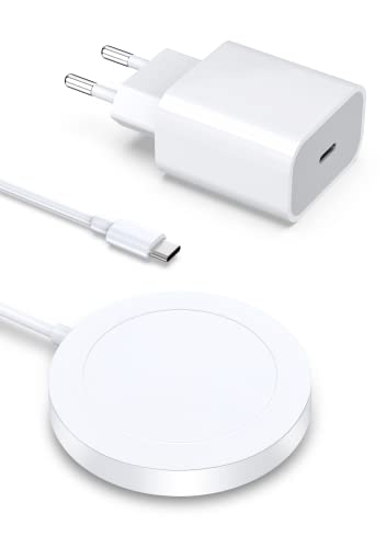 Mag-Safe Ladegerät Wireless Charger für iPhone: Magnet Ladestation Induktive kabellos Ladepad Kompatibel mit iPhone 15 14 13 12 und Air-Pods 3 2 Pro mit 20W Schnelles Adapter von KLiHD