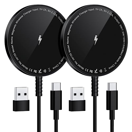 Mag-Safe Ladegerät für iPhone Ladestation: Magnet Wireless Charger Induktive Kabelloses Ladepad Kompatibel mit iPhone 16 15 14 13 12 und Air-Pods 3 2 Pro (Ohne Netzteil, 2 Stück Schwarz) von KLiHD