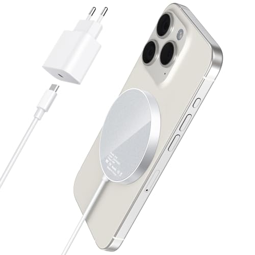 Magnet Ladegerät Wireless Charger Ladestation für iPhone: Induktive kabellos Ladepad kompatibel mit iPhone 16 15 14 13 12 und Air Pods 3 2 Pro mit 20W Adapter Magnet Ladegerät Wireless Charger Ladestation für iPhone: Induktive kabellos Ladepad kompatibel mit iPhone 16 15 14 13 12 und Air Pods 3 2 Pro mit 20W Adapter von KLiHD