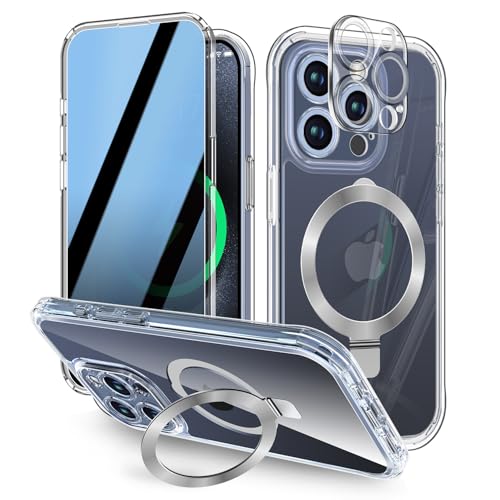 [Integrierter Anti-Peep-Displayschutz und unsichtbarer magnetischer Ständer] Privatsphäre-Schutzhülle für iPhone 16 Pro 16 cm (6,3 Zoll) [integrierter Objektivschutz] [kompatibel mit MagSafe] von KMAMBAG