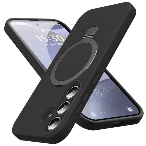 KMAMBAG Mag-Ring für Galaxy S24 Plus Hülle, Flüssigsilikon [Feuchtigkeitsfaktor] Exreme Weiche Schlanke Handyhülle mit Ständer [Kompatibel mit MagSafe] für Samsung Galaxy S24 Plus 6,7 Zoll Männer von KMAMBAG