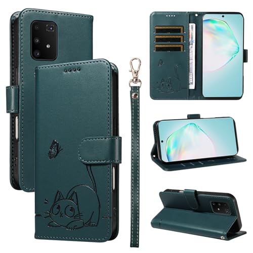 KMKJSH Leder Handyhülle Kompatibel mit Samsung Galaxy S10 Lite Hülle, mit 3 Kartenfächer Magnetische Wallet Klapphüllen Katze Muster Stoßfeste Tasche Case für Samsung S10 Lite Lederhülle (Türkis) KMKJSH Leder Handyhülle Kompatibel mit Samsung Galaxy S10 Lite Hülle, mit 3 Kartenfächer Magnetische Wallet Klapphüllen Katze Muster Stoßfeste Tasche Case für Samsung S10 Lite Lederhülle (Türkis) von KMKJSH