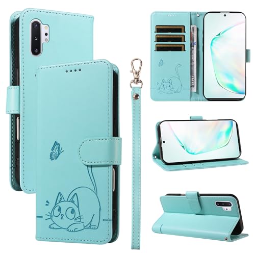 Leder Handyhülle Kompatibel mit Samsung Galaxy Note 10 Pro 5G Hülle, mit 3 Kartenfächer Magnetische Wallet Klapphüllen Katze Muster Stoßfeste Tasche Case für Samsung Note 10 Pro 5G Lederhülle (Grün) Leder Handyhülle Kompatibel mit Samsung Galaxy Note 10 Pro 5G Hülle, mit 3 Kartenfächer Magnetische Wallet Klapphüllen Katze Muster Stoßfeste Tasche Case für Samsung Note 10 Pro 5G Lederhülle (Grün) von KMKJSH