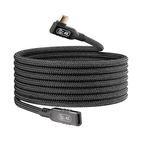usb c 3.2 gen 2 verlängerung 5M männlich auf weiblich Kompatibilität mit Thunderbolt 3，usb c winkelstecker 90 grad verlängerung 100w Schnellladekabel， Datenübertragung 20 Gbps Kabel Videoausgang 4K. von KMMXXCPM