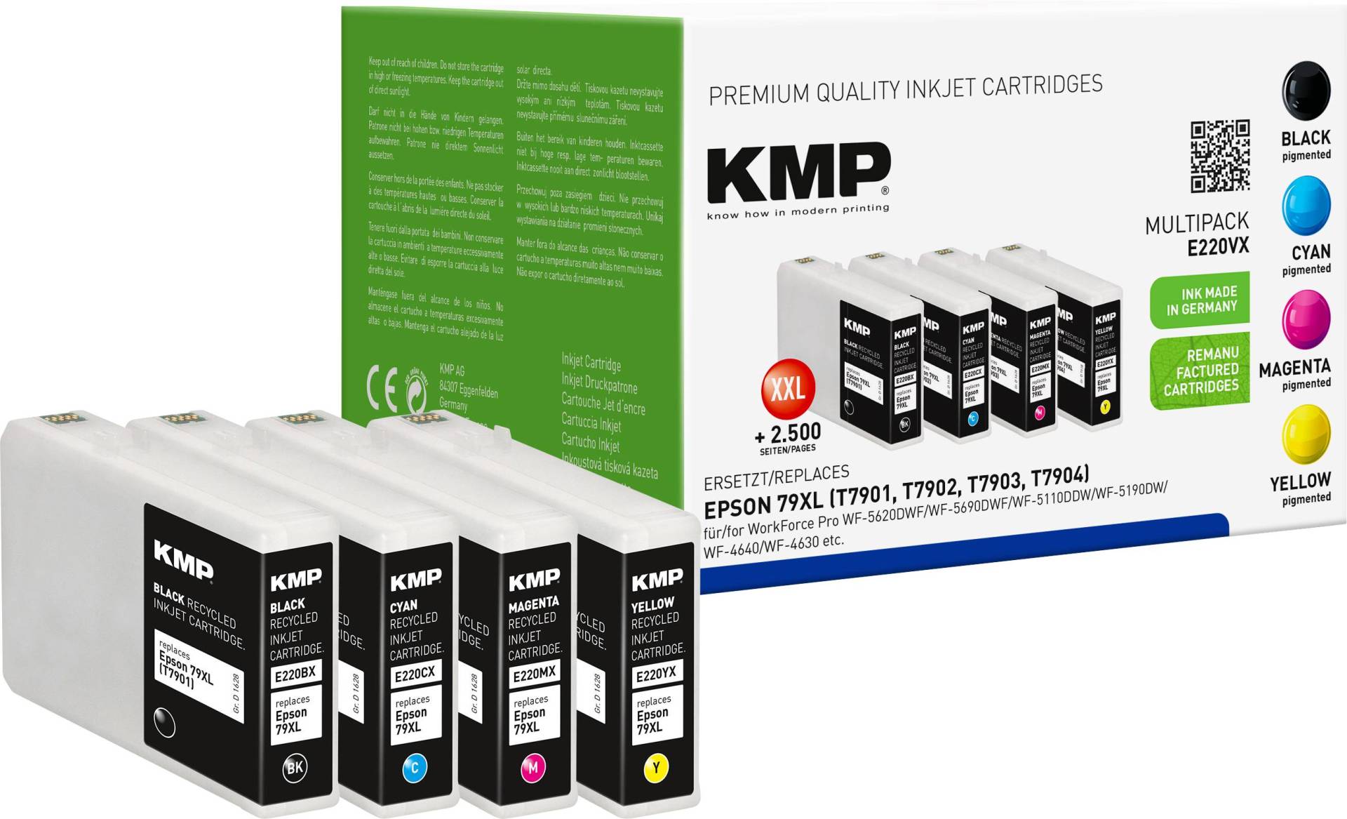 KMP Patrone Epson T7901-T7904 Multip. 2700-3000 S. E220YX remanufactured von KMP Printtechnik AG