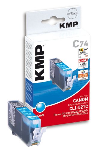KMP Tintenkartusche für Canon Pixma iP3600/iP4600, C74, cyan dye von KMP know how in modern printing