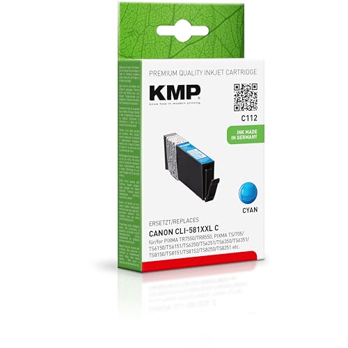 KMP Tintenpatrone passend für Canon 581CXXL Cyan (1995C001) - C112 - für Canon Pixma TR 7520, 7550, 8520, 8550, 8620, TS 6150, 6151, 6220, 624... etc. von KMP know how in modern printing