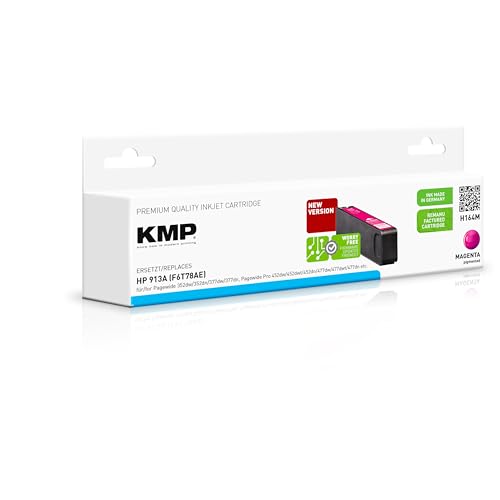 KMP Tintenpatrone passend für HP 913A Magenta (F6T78AE) mit neuem KMP Hybrid-Chip - H164M - für HP Page Wide Pro 352dw, 352dn, 377dn, Pro 4... etc. von KMP know how in modern printing