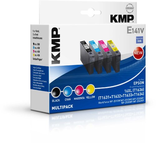 KMP know how in modern printing E141V Patrone ersetzt 16XL T1636, Multipack, schwarz/cyan/magenta/gelb 1621.405 von KMP know how in modern printing