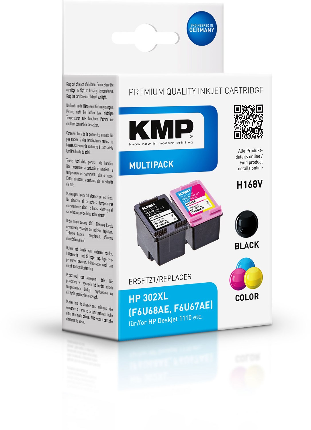 H168V Tinten-Multipack ersetzt Nr. 302XL (F6U68AE, 67AE) 4-farbig von KMP