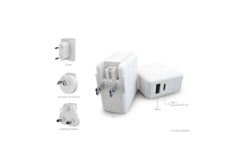 KMP 42W 2-Port USB-C Charger White Schnelllade-Gerät (universal) von KMP