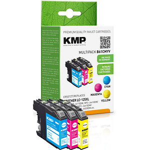 KMP B61V  cyan, magenta, gelb Druckerpatronen kompatibel zu brother LC-125XLRBWBP , 3er-Set von KMP