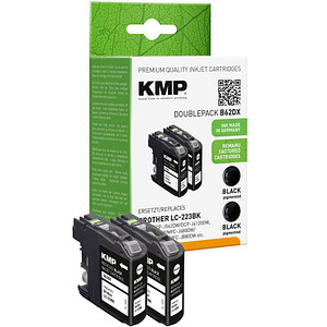 KMP B62DX  schwarz Druckerpatronen kompatibel zu brother LC223BK, 2er-Set von KMP
