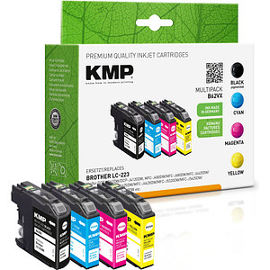 KMP B62VX  schwarz, cyan, magenta, gelb Druckerpatronen kompatibel zu brother LC-223BK/C/M/Y, 4er-Set von KMP