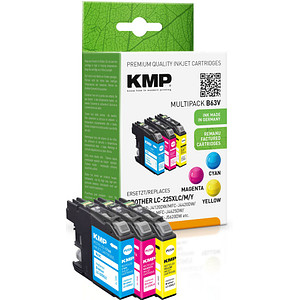 KMP B63V  cyan, magenta, gelb Druckerpatronen kompatibel zu brother LC-225XL C/M/Y, 3er-Set von KMP