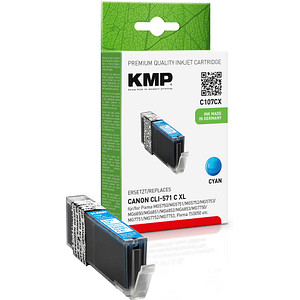 KMP C107CX  cyan Druckerpatrone kompatibel zu Canon CLI-571 XL C von KMP