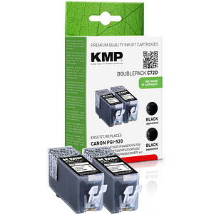 KMP C72D  schwarz Druckerpatronen kompatibel zu Canon 2x PGI-520, 2er-Set von KMP