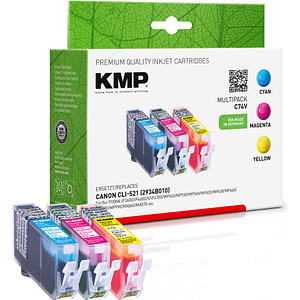 KMP C74V  cyan, magenta, gelb Druckerpatronen kompatibel zu Canon CLI-521 C/M/Y, 3er-Set von KMP