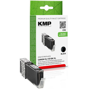 KMP C90  schwarz Druckerpatrone kompatibel zu Canon CLI-551 XL BK von KMP