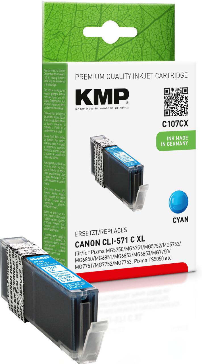 KMP Druckerpatrone C107CX cyan kompatibel zu Canon CLI-571 XL C KMP Druckerpatrone C107CX cyan kompatibel zu Canon CLI-571 XL C von KMP