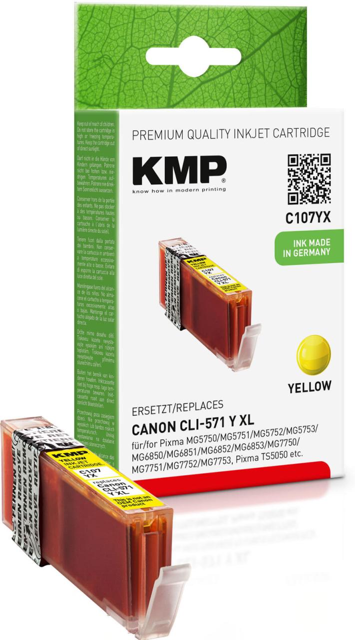 KMP Druckerpatrone C107YX gelb kompatibel zu Canon CLI-571 XL Y von KMP