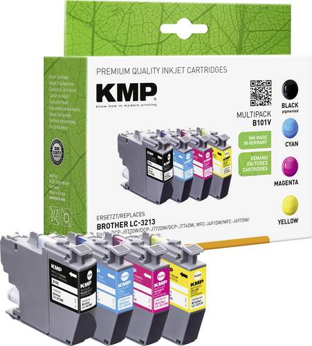 KMP Druckerpatrone ersetzt Brother LC-3213BK, LC-3213C, LC-3213M, LC-3213Y Kompatibel Kombi-Pack Sch von KMP