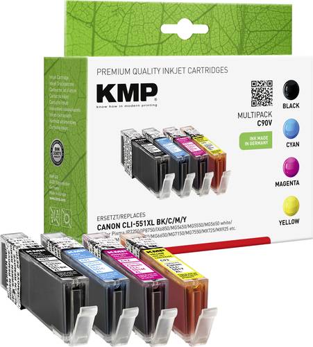 KMP Druckerpatrone ersetzt Canon CLI-551BK XL, CLI-551C XL, CLI-551M XL, CLI551Y XL Kompatibel Kombi von KMP