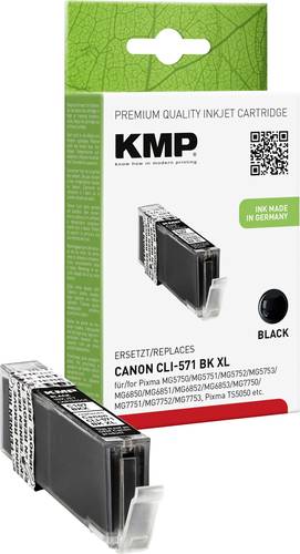 KMP Druckerpatrone ersetzt Canon CLI-571BK XL Kompatibel Photo Schwarz C107BKX 1568,0001 von KMP