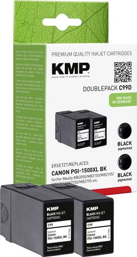 KMP Druckerpatrone ersetzt Canon PGI-1500BK XL Kompatibel 2er-Pack Schwarz C99D 1564,0021 von KMP