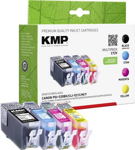 KMP Druckerpatrone ersetzt Canon PGI-520PGBK, CLI-521C, CLI-521M, CLI-521Y Kompatibel Kombi-Pack Sch von KMP