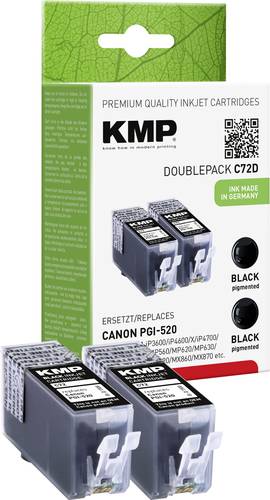 KMP Druckerpatrone ersetzt Canon PGI-520PGBK Kompatibel 2er-Pack Schwarz C72D 1508,0021 von KMP
